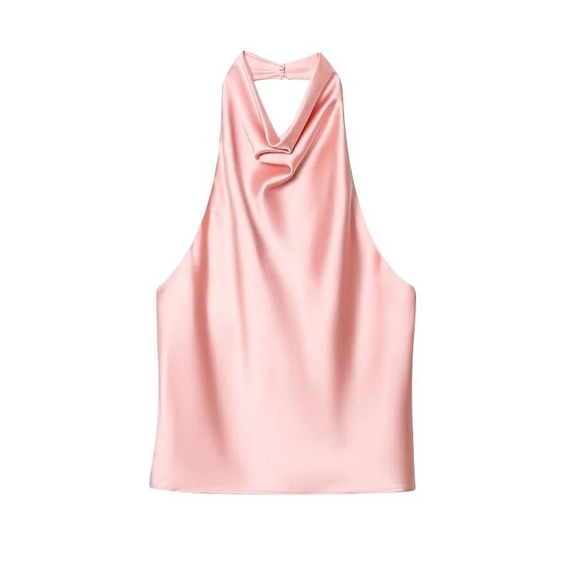 Women Satin Halter Neck Backless Summer Camisole Top