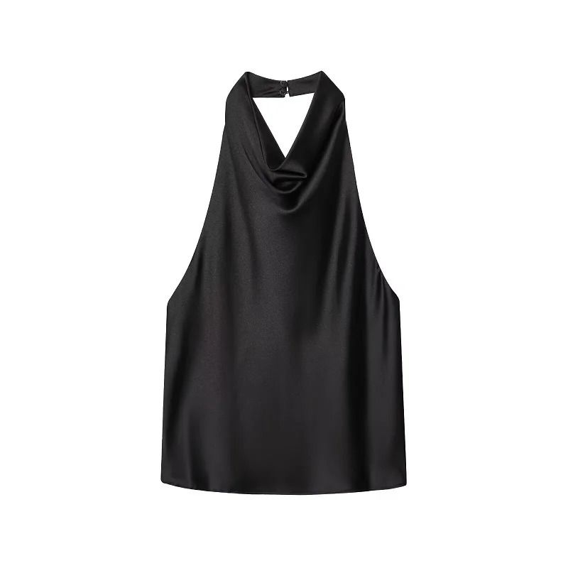 Women Satin Halter Neck Backless Summer Camisole Top