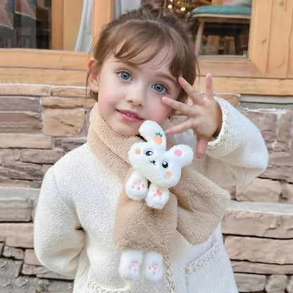 Cute Plush Rabbit Winter Scarf Warm Cross Neck Wrap for Girls and Babies