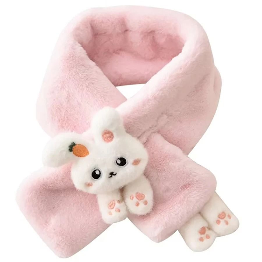 Cute Plush Rabbit Winter Scarf Warm Cross Neck Wrap for Girls and Babies
