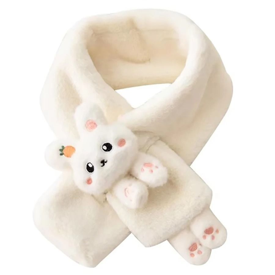 Cute Plush Rabbit Winter Scarf Warm Cross Neck Wrap for Girls and Babies