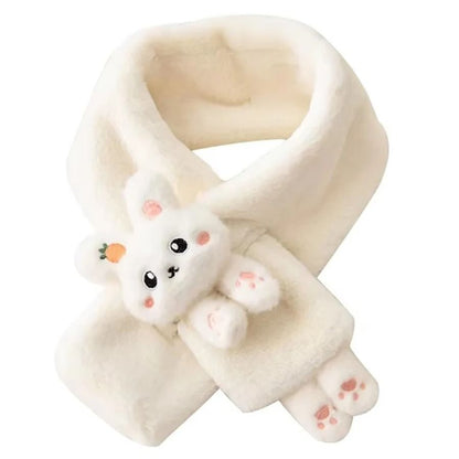 Cute Plush Rabbit Winter Scarf Warm Cross Neck Wrap for Girls and Babies