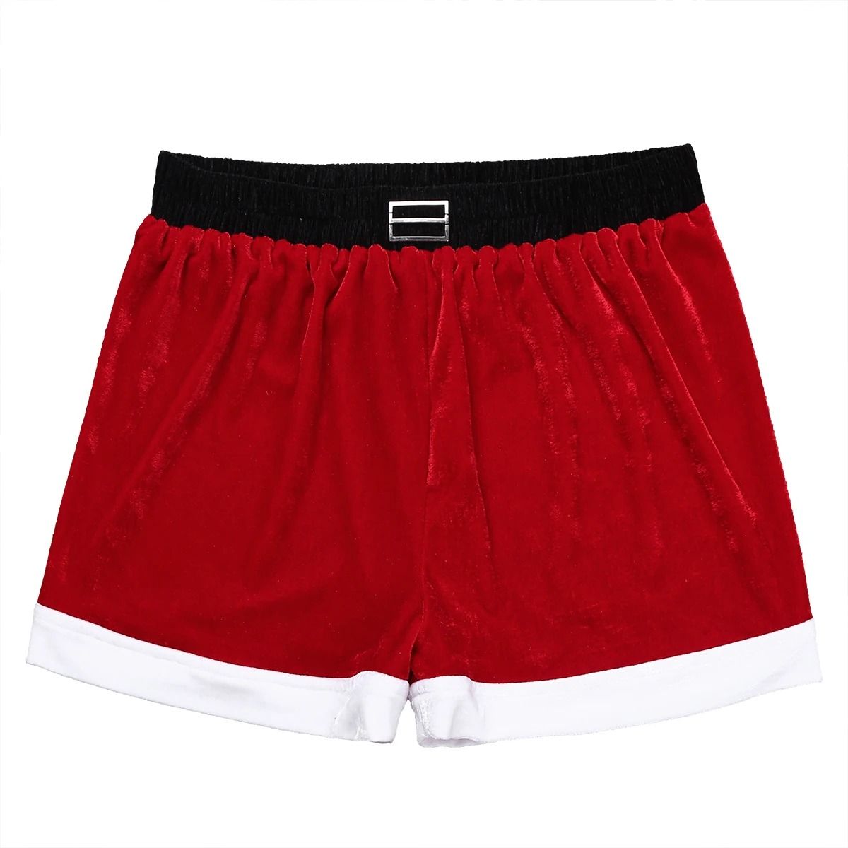 Mens Christmas Santa Claus Flannel Cosplay Shorts Sexy Holiday Boxer Costume