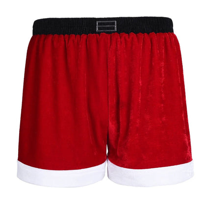 Mens Christmas Santa Claus Flannel Cosplay Shorts Sexy Holiday Boxer Costume
