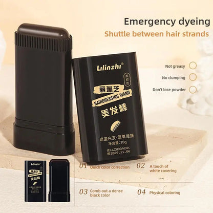 Instant Touch-Up Hair Color Comb Stick – Portable Gray Hair Concealer for Natural Coverage
