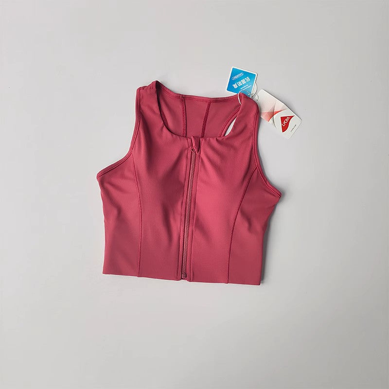 Womens High Impact Sports Bra Top, Front Zipper, Breathable Shockproof Fitness Vest for Running, Gym Wear, Yoga Brassier