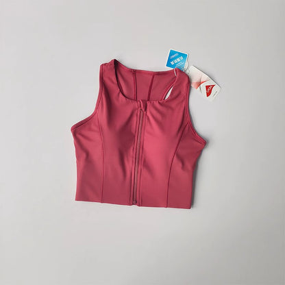 Womens High Impact Sports Bra Top, Front Zipper, Breathable Shockproof Fitness Vest for Running, Gym Wear, Yoga Brassier