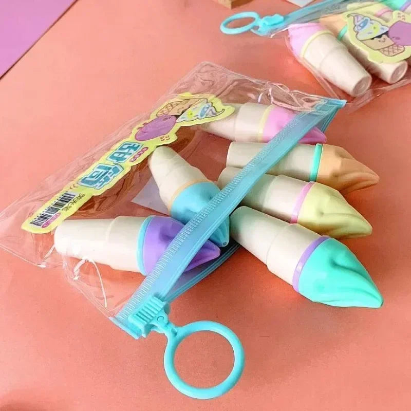 Cute Ice Cream Highlighters Set, Mini Marker Pens for Kids, Drawing & Painting Tool, Stationery Supplies for Students