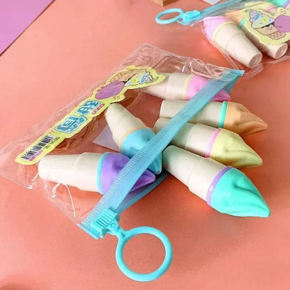Cute Ice Cream Highlighters Set, Mini Marker Pens for Kids, Drawing & Painting Tool, Stationery Supplies for Students