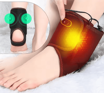 Portable Ankle Massager with Heat and Vibration Adjustable Support Brace