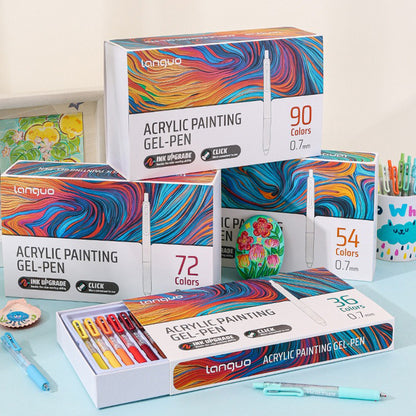 Colors Acrylic Painting Gel Pens, Retractable 0.7mm Tip, Student Handbook Pen for Graffiti and Writing