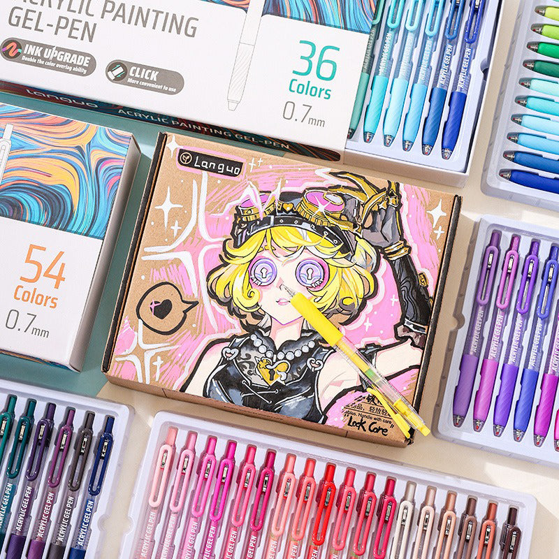 Colors Acrylic Painting Gel Pens, Retractable 0.7mm Tip, Student Handbook Pen for Graffiti and Writing