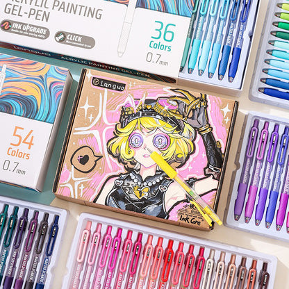 Colors Acrylic Painting Gel Pens, Retractable 0.7mm Tip, Student Handbook Pen for Graffiti and Writing