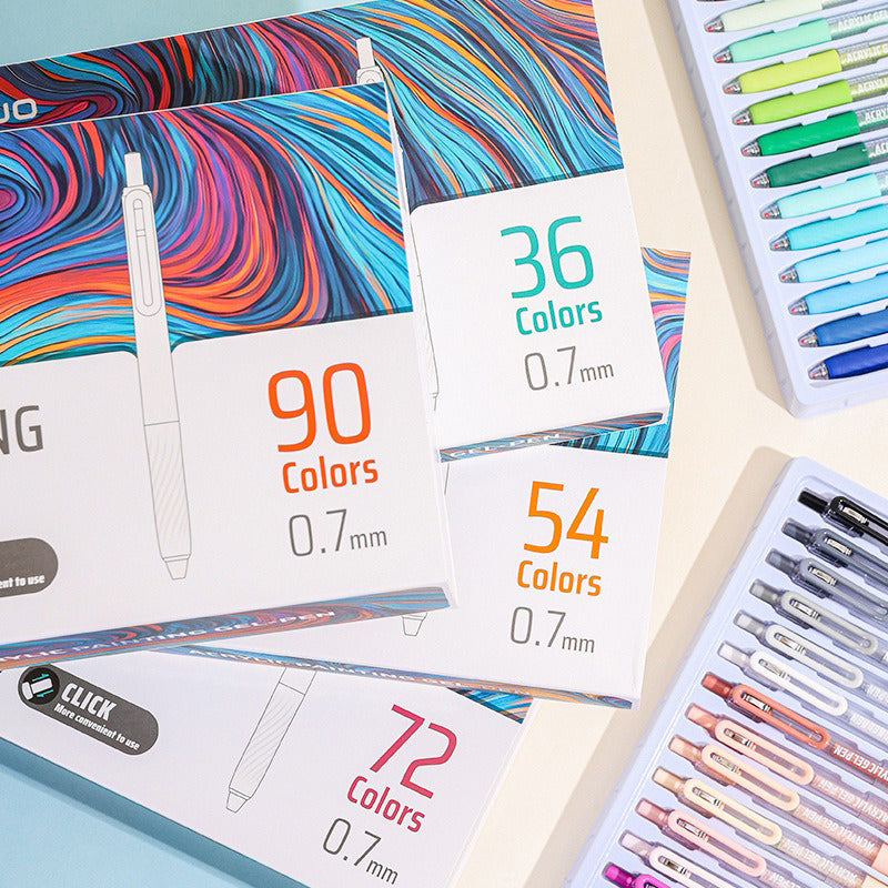 Colors Acrylic Painting Gel Pens, Retractable 0.7mm Tip, Student Handbook Pen for Graffiti and Writing