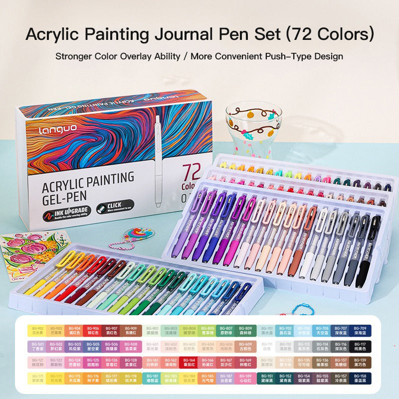 Colors Acrylic Painting Gel Pens, Retractable 0.7mm Tip, Student Handbook Pen for Graffiti and Writing