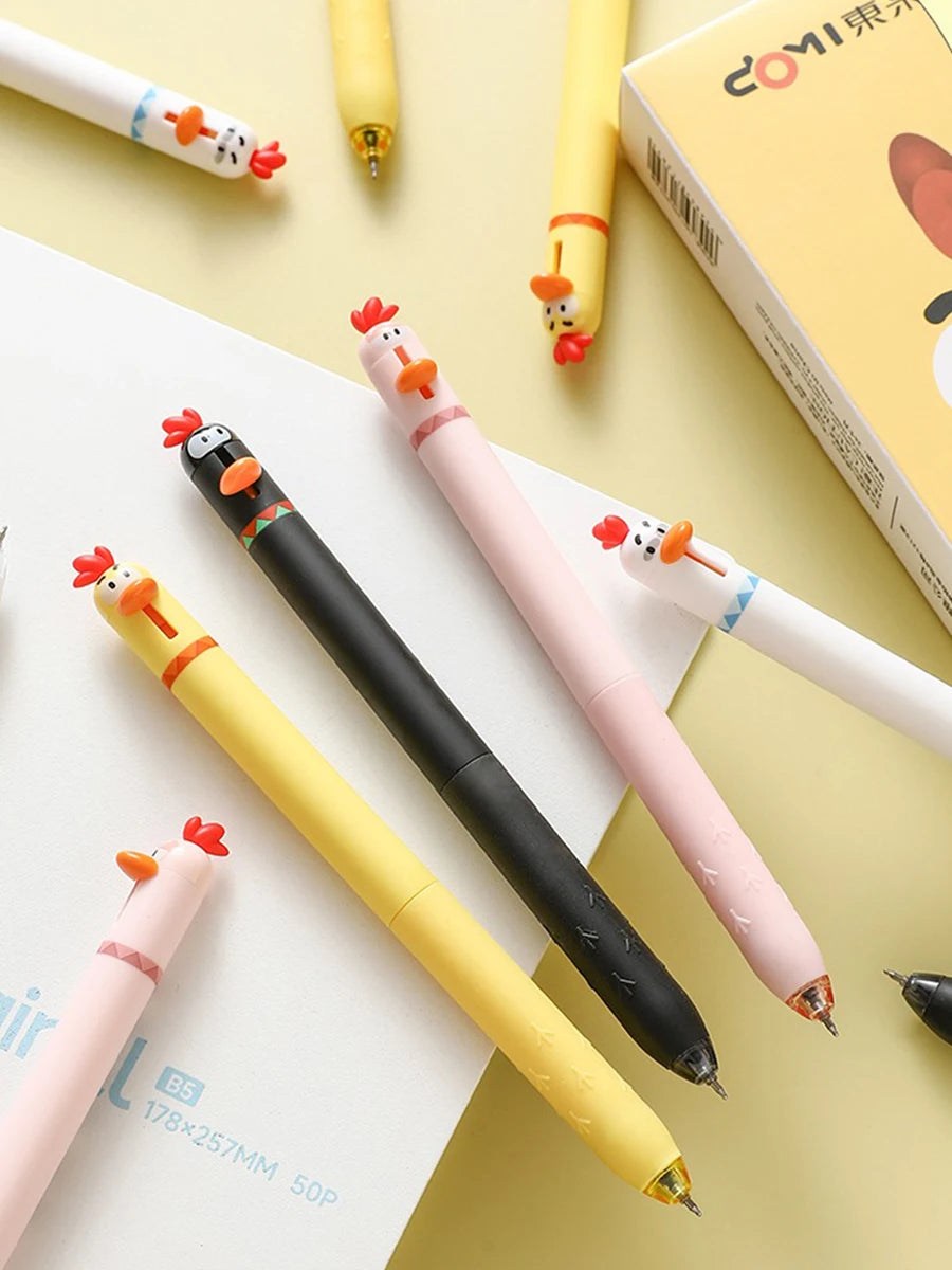 Funny Chicken Gel Pen with Fast Drying Ink and Stress Relief Click Toy