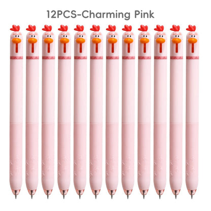 Funny Chicken Gel Pen with Fast Drying Ink and Stress Relief Click Toy
