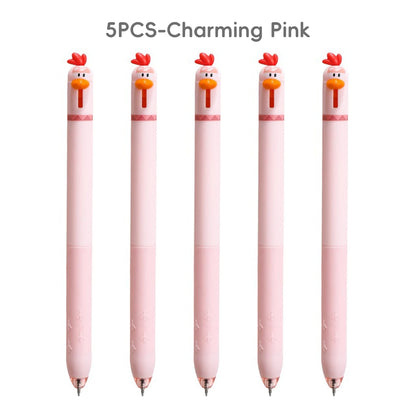 Funny Chicken Gel Pen with Fast Drying Ink and Stress Relief Click Toy