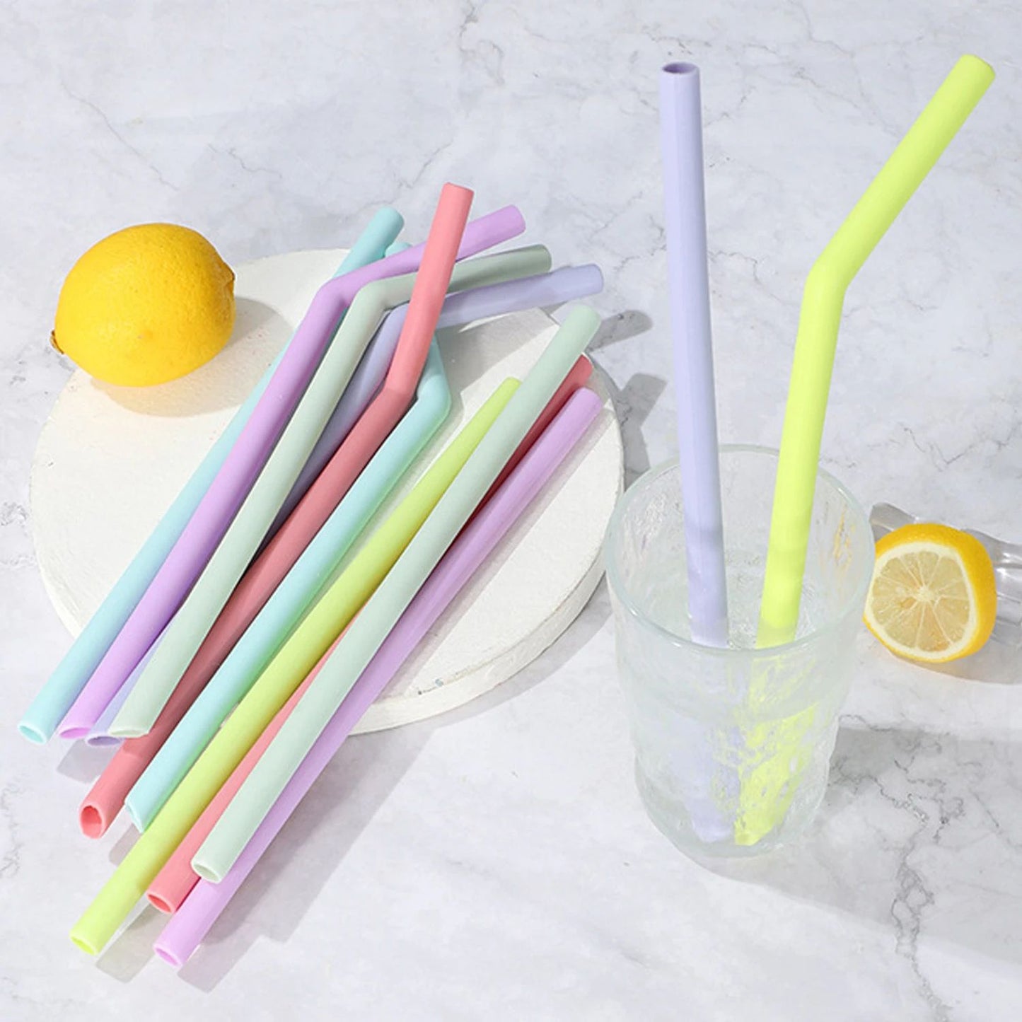 Reusable Silicone Drinking Straws Set