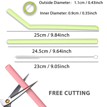 Reusable Silicone Drinking Straws Set