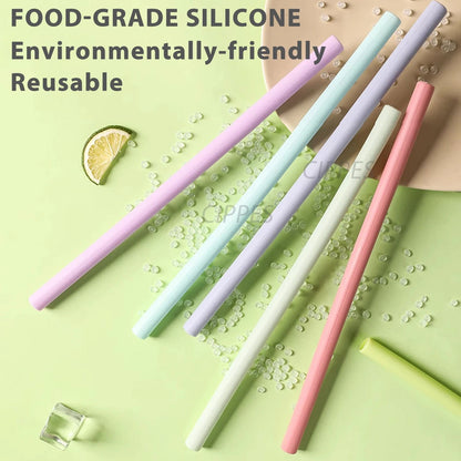 Reusable Silicone Drinking Straws Set
