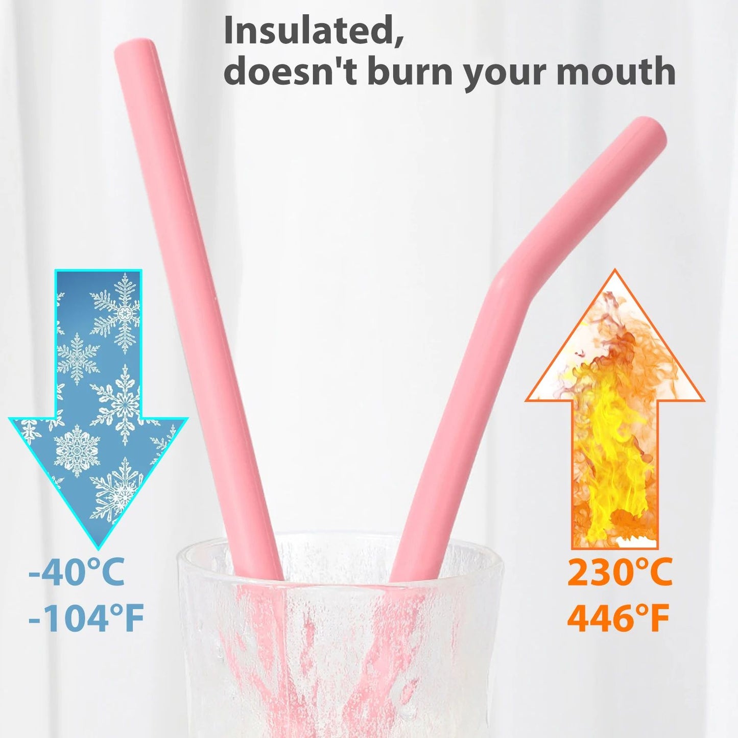 Reusable Silicone Drinking Straws Set