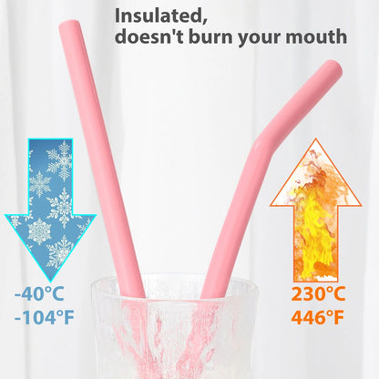Reusable Silicone Drinking Straws Set