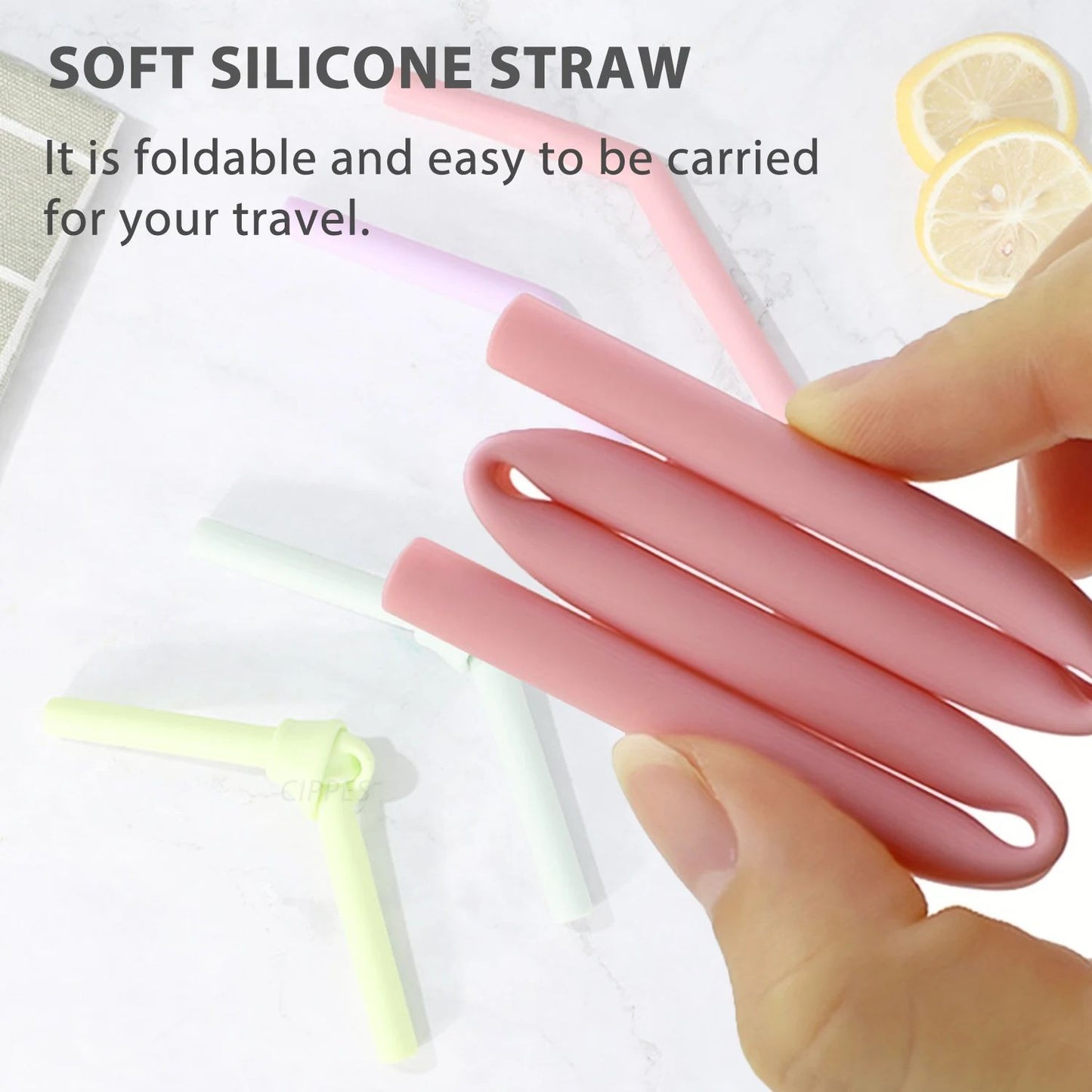 Reusable Silicone Drinking Straws Set