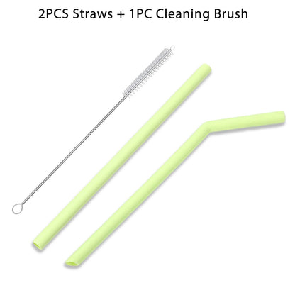 Reusable Silicone Drinking Straws Set