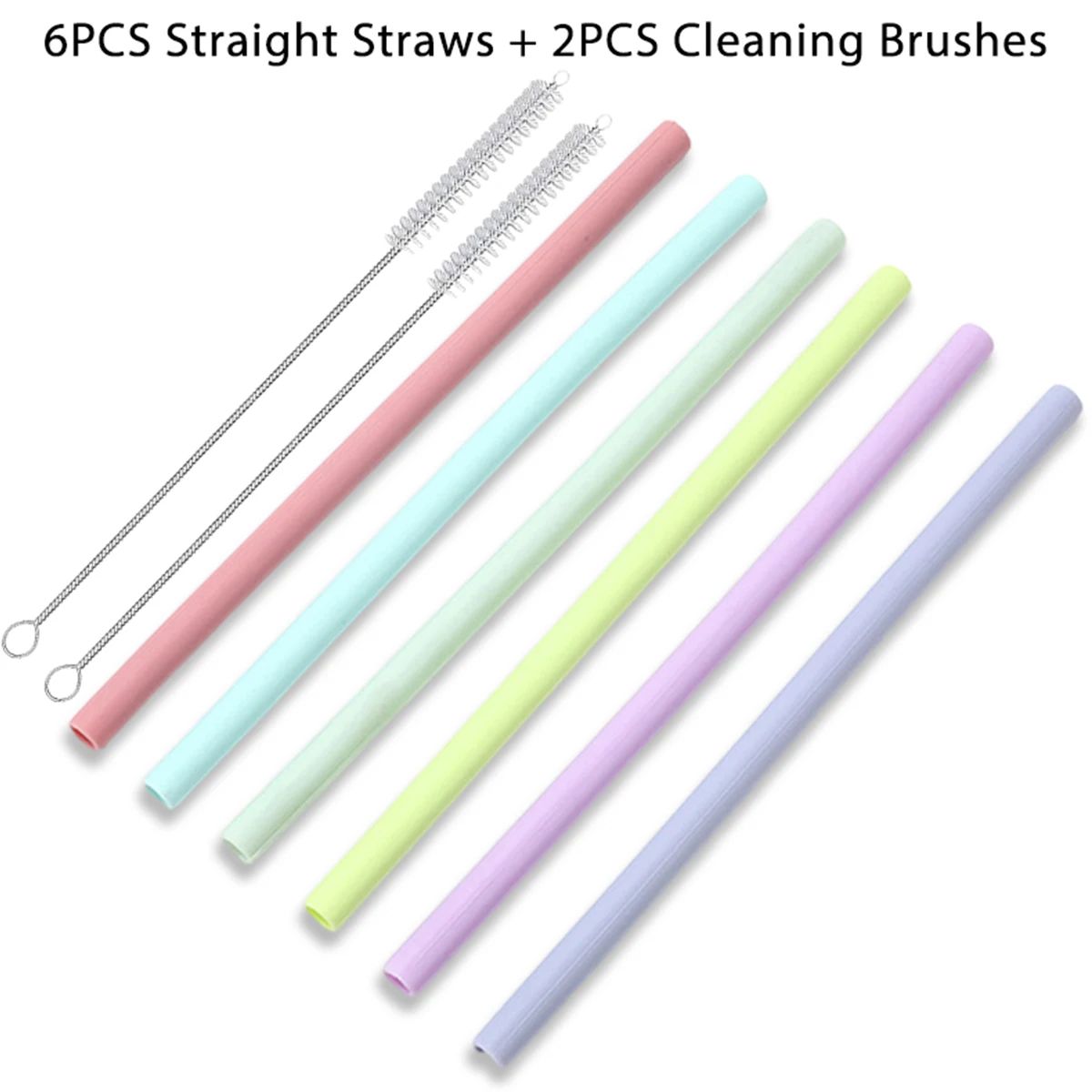 Reusable Silicone Drinking Straws Set