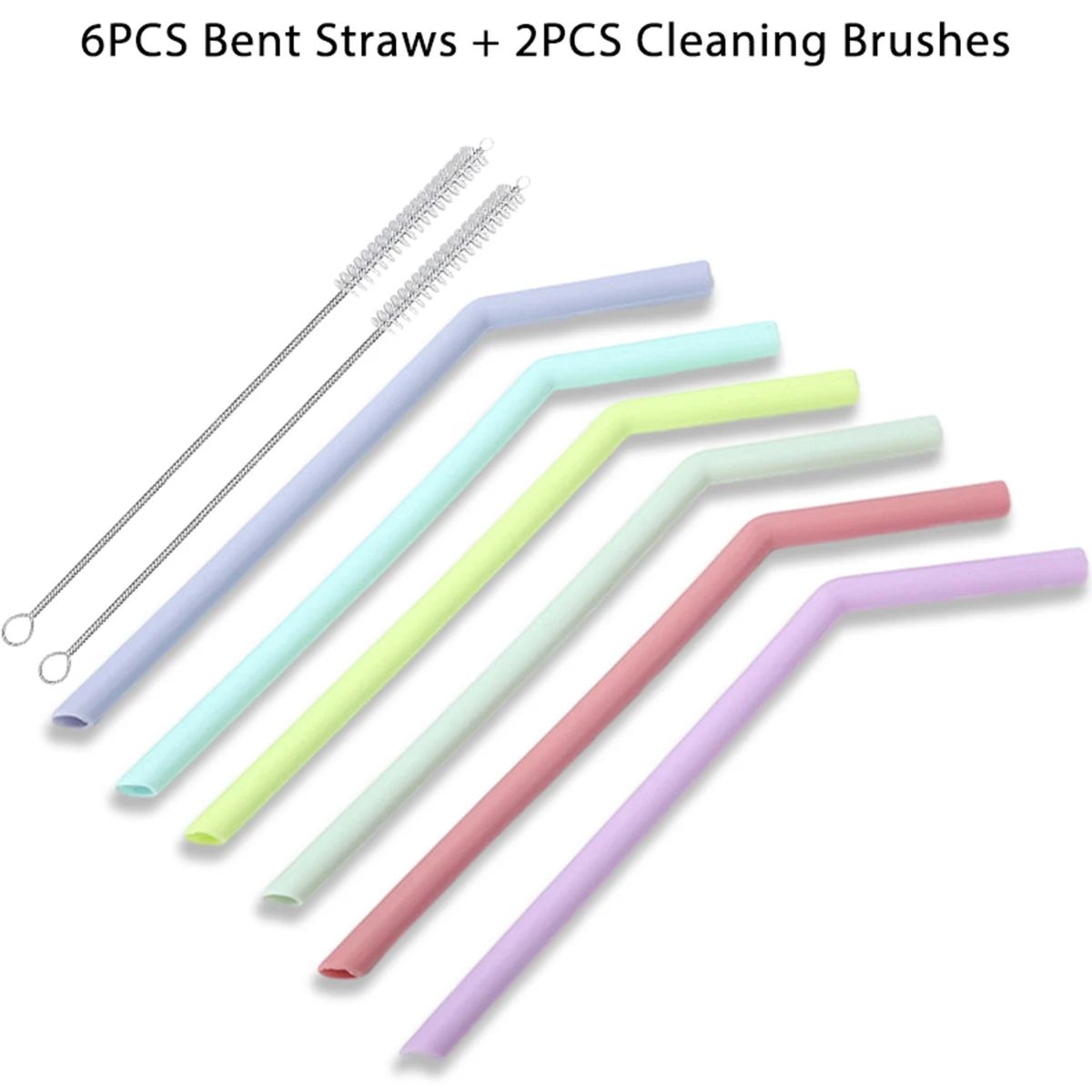 Reusable Silicone Drinking Straws Set