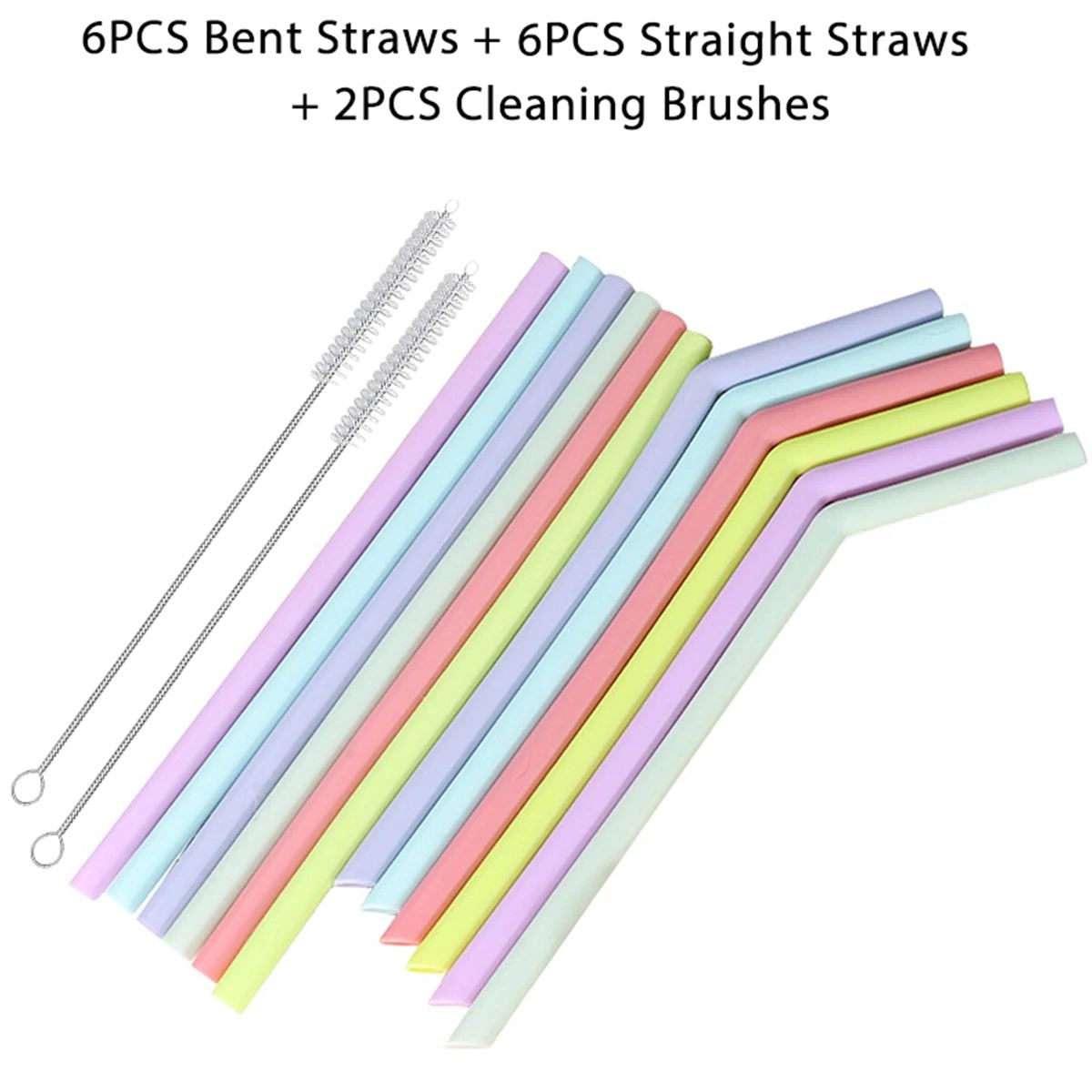 Reusable Silicone Drinking Straws Set