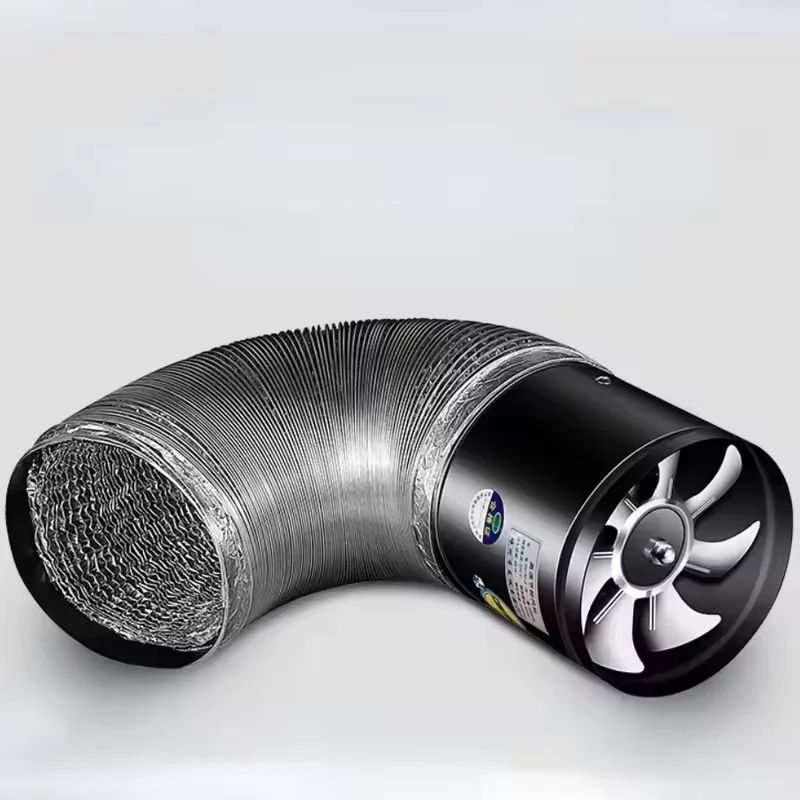 220V Metal Inline Duct Exhaust Fan (4–6 Inch) - Quiet Bathroom Ventilation Fan for Moisture & Odor Removal