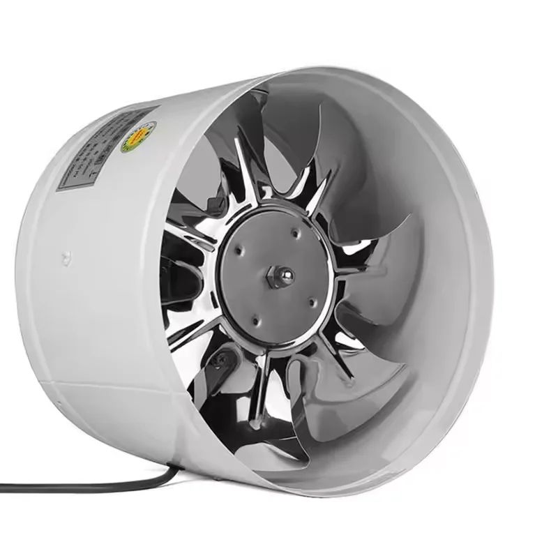 220V Metal Inline Duct Exhaust Fan (4–6 Inch) - Quiet Bathroom Ventilation Fan for Moisture & Odor Removal