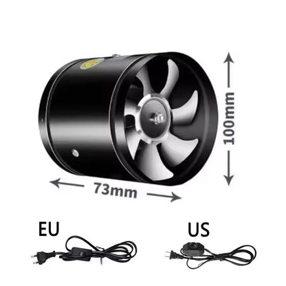 220V Metal Inline Duct Exhaust Fan (4–6 Inch) - Quiet Bathroom Ventilation Fan for Moisture & Odor Removal