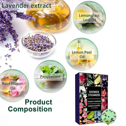 Shower Steamers Advent Calendar Kit, Aromatherapy Shower Bombs, Self Care and Relaxation, Stress Relief Bath Bombs