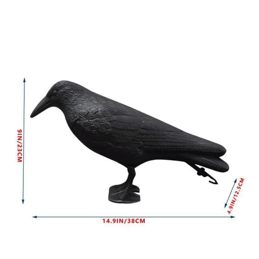 Realistic Black Raven Crow Decoy Bird Repellent for Garden and Balcony Pigeon Deterrent
