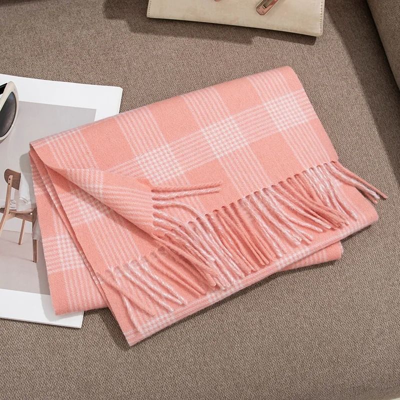 Unisex Wool Winter Scarf Thick Plaid Warm Autumn Wrap