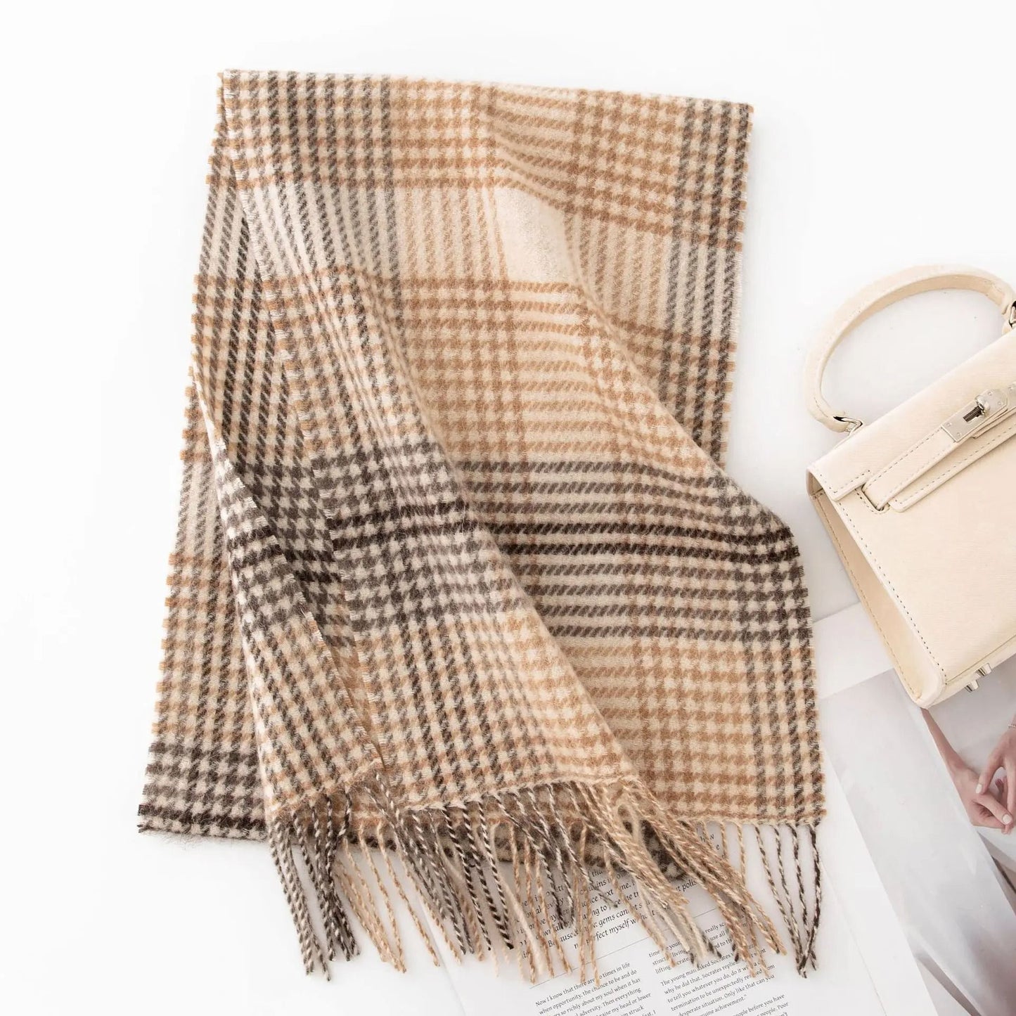 Unisex Wool Winter Scarf Thick Plaid Warm Autumn Wrap