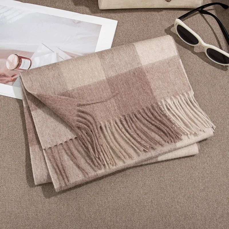 Unisex Wool Winter Scarf Thick Plaid Warm Autumn Wrap