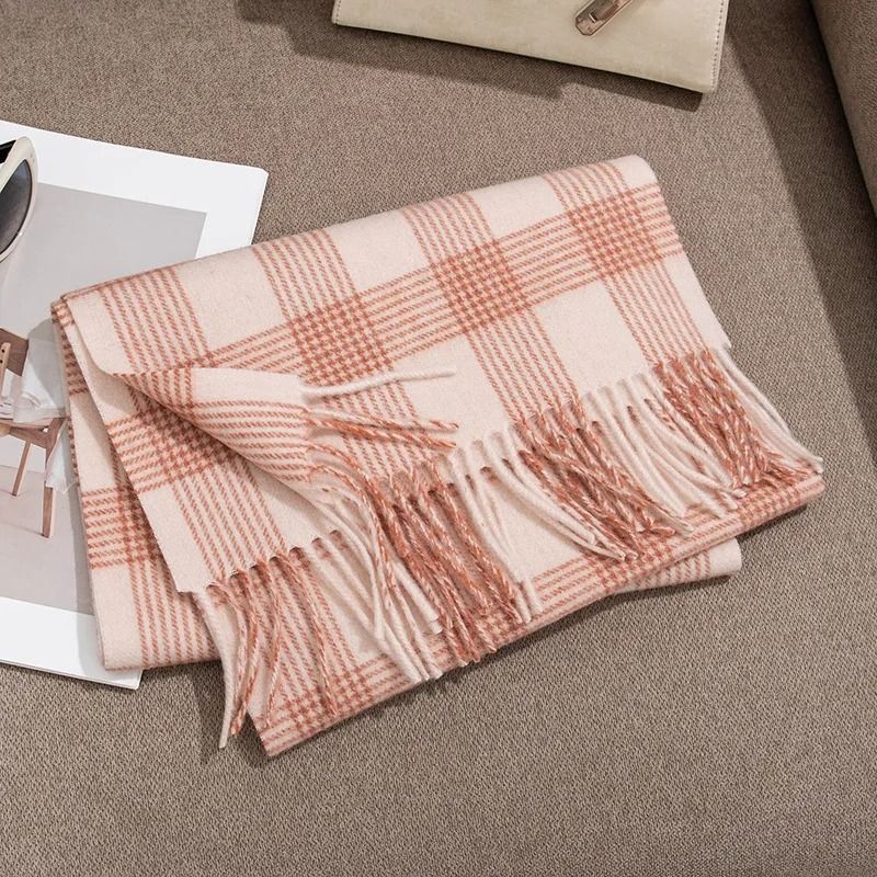 Unisex Wool Winter Scarf Thick Plaid Warm Autumn Wrap