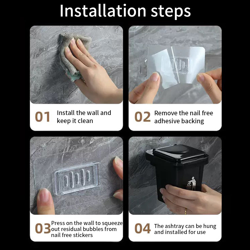 Reusable Non-Slip Smoking Ash Tray, Creative Wall Mounted Ashtray with Hole-Free Design for Home, Toilet, Car