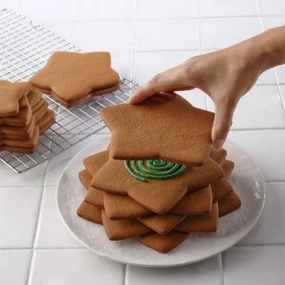 6-Piece 3D Christmas Cookie Cutter Set - Tree & Star Shapes for Festive Baking