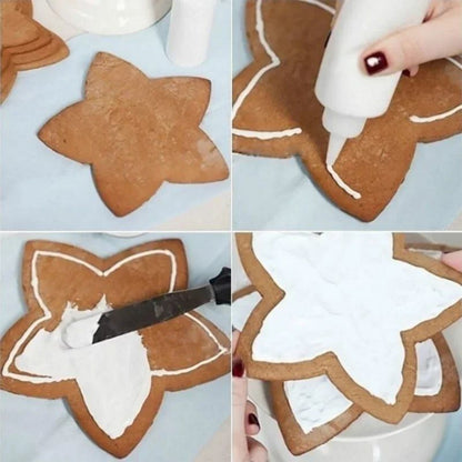 6-Piece 3D Christmas Cookie Cutter Set - Tree & Star Shapes for Festive Baking
