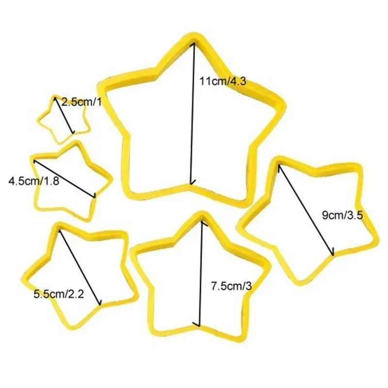 6-Piece 3D Christmas Cookie Cutter Set - Tree & Star Shapes for Festive Baking