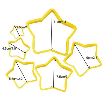 6-Piece 3D Christmas Cookie Cutter Set - Tree & Star Shapes for Festive Baking