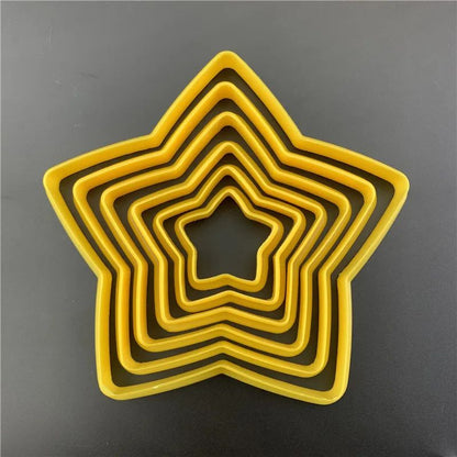 6-Piece 3D Christmas Cookie Cutter Set - Tree & Star Shapes for Festive Baking