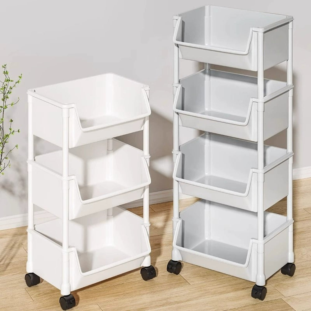 Bedroom Multi-layer Storage Rack, Mobile Organizer Handcart, Living Room Bookshelf, Kitchen Wheel Cart for Snacks