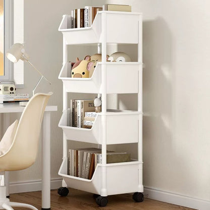 Bedroom Multi-layer Storage Rack, Mobile Organizer Handcart, Living Room Bookshelf, Kitchen Wheel Cart for Snacks