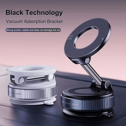 Magnetic Car Phone Holder, Adjustable Vacuum Mount, Foldable Design for Car, Desk, Bathroom